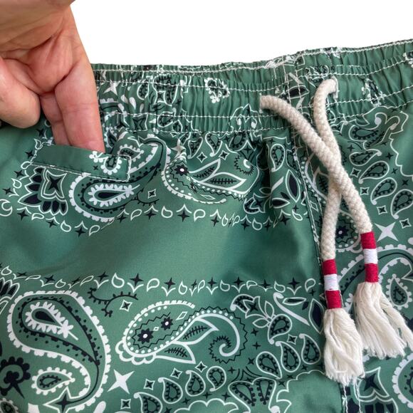 MC2 St Barth Swim Shorts/Trunks Mid-Length Caprese-Military Green Bandanna Print - Picture 13 of 16